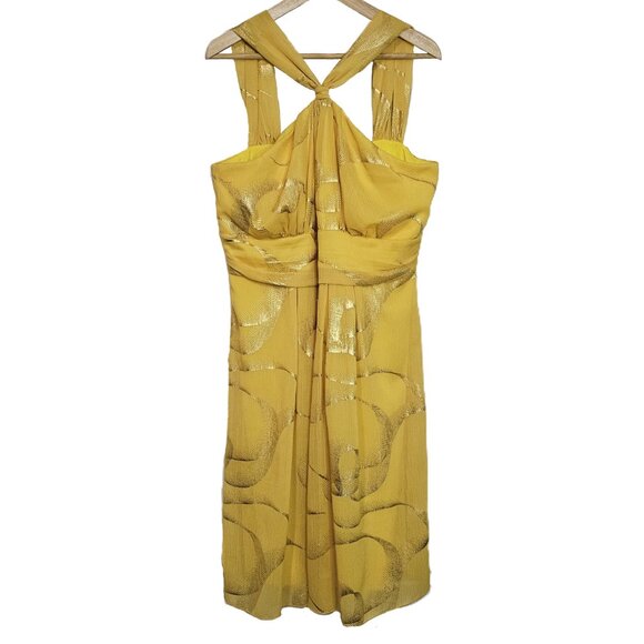 LE CHATEAU Yellow Halter Chiffon Knee-Length Cocktail Dress Size XXL - Picture 3 of 11